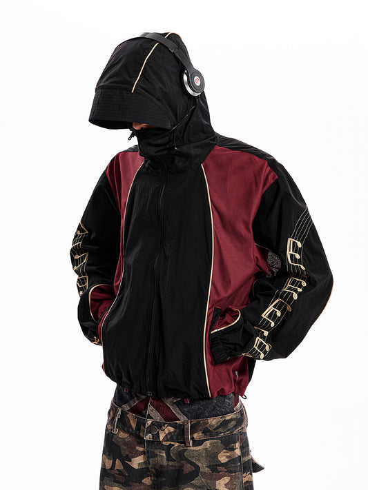 EMBROIDERED MESH HOODED JACKET
