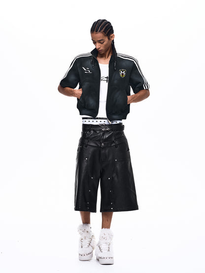 WASH EMBROIDERED TRACK SWEATSHIRT