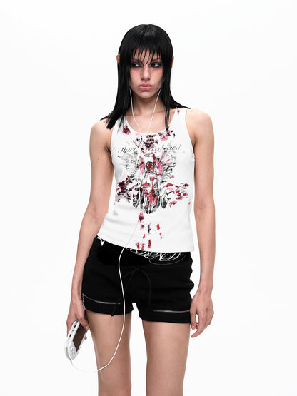 DISTRESSED ANGEL GRAPHIC TANK TOP