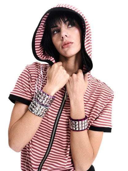STUDDED FAUX FUR WRIST CUFF