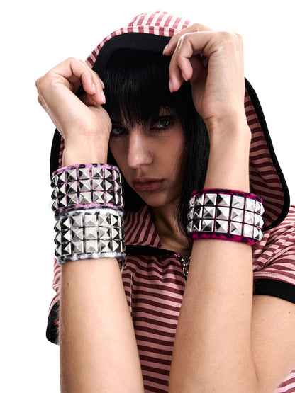 STUDDED FAUX FUR WRIST CUFF