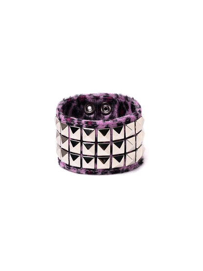 STUDDED FAUX FUR WRIST CUFF