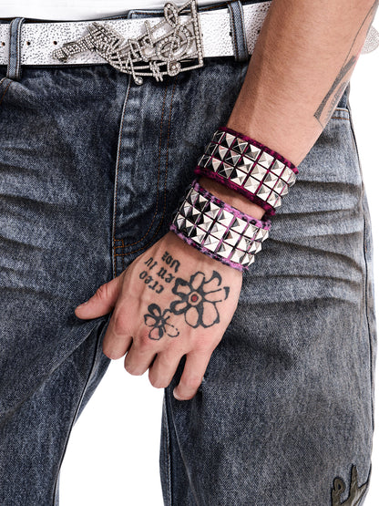 STUDDED FAUX FUR WRIST CUFF