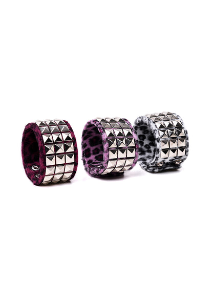 STUDDED FAUX FUR WRIST CUFF