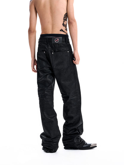 WAXED RIPPLE STACKED JEANS